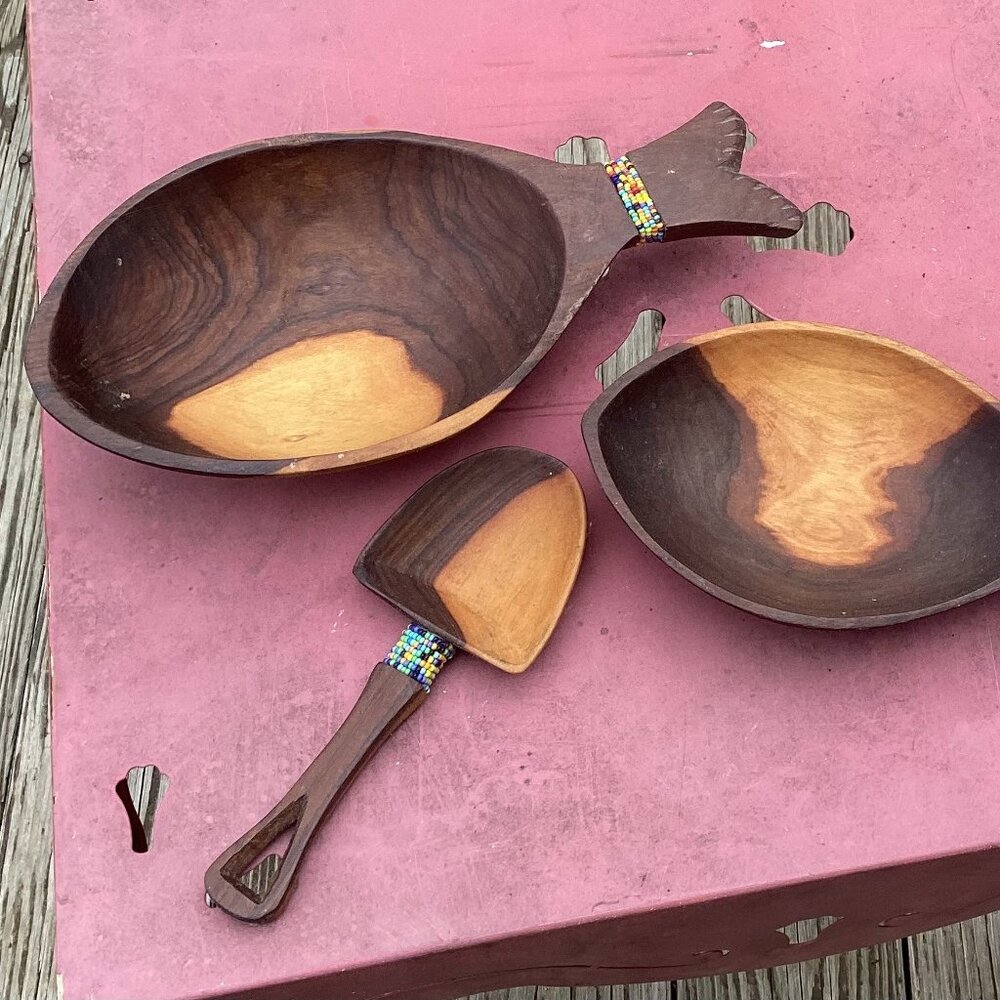 Wood Bowls Shaped Like Fish